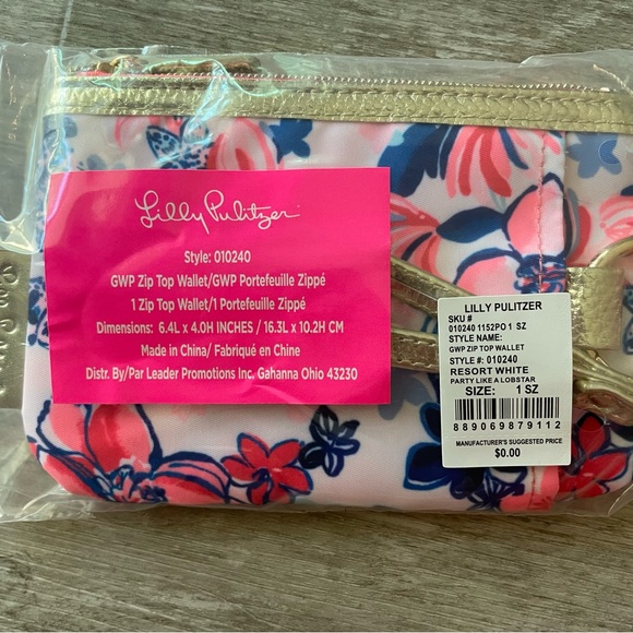 Lilly Pulitzer Printed Zip Top Wallet in Resort White Party Like A Lobstar - Picture 10 of 11